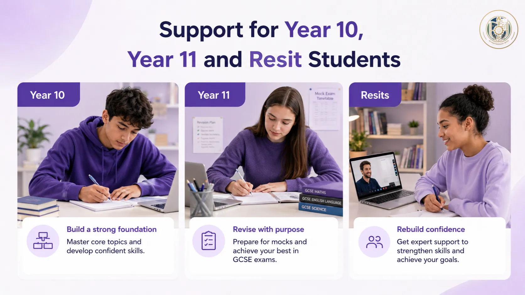 GCSE support for Year 10 Year 11 and resit students